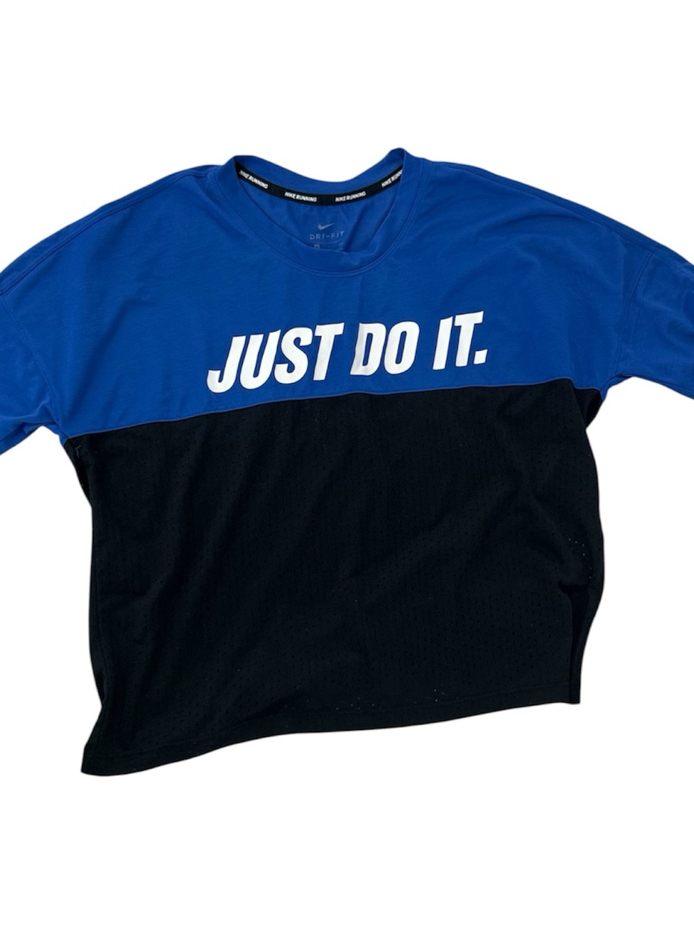 Nike Blue and Black 'Just Do It.' Colorblock Tee